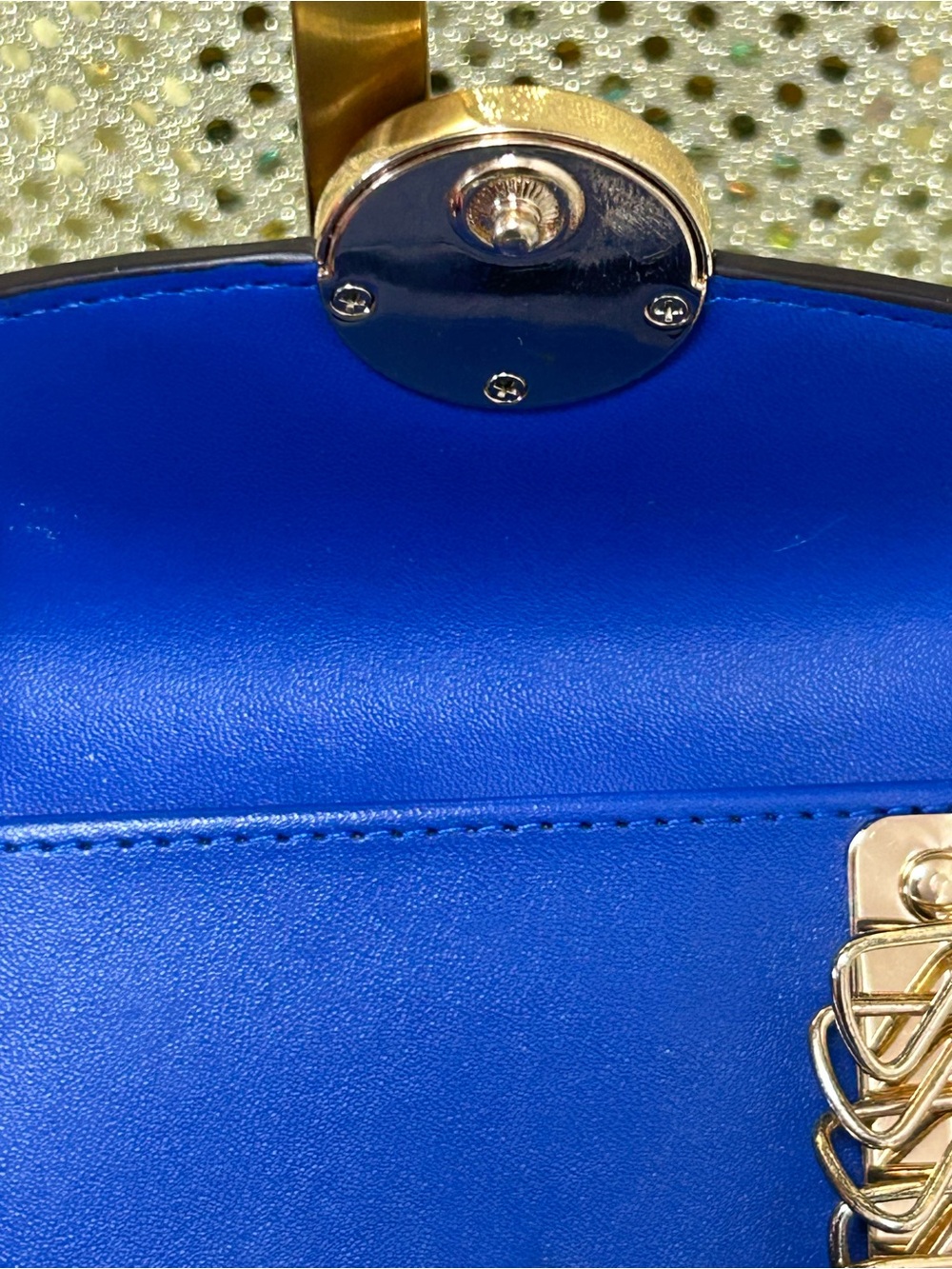 Michael Kors Royal Blue Leather and Light Blue Monogram Key Holder Card Case - Picture 8 of 14